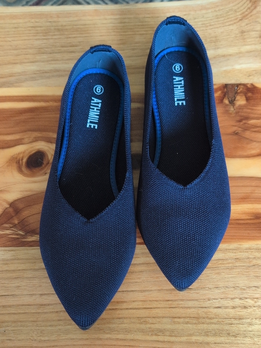 Navy Pointed-Toe Slip-On Flats for Women